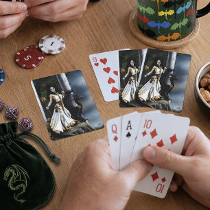 Krachtige Fantasie Tovenares Zwarte Draak Bescherm Pokerkaarten