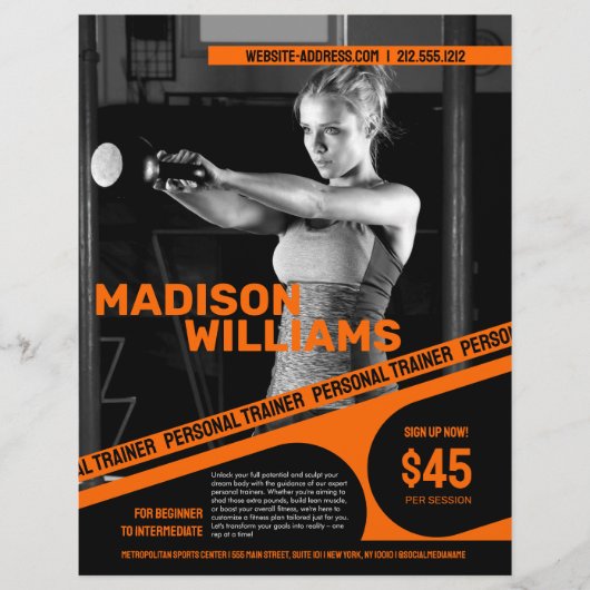 Krachtige Fel Oranje Personal Trainer Foto Flyer (Voorkant)
