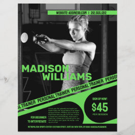 Krachtige Felgroene Personal Trainer Foto Flyer