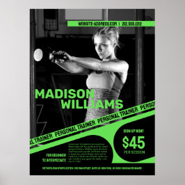 Krachtige Felgroene Personal Trainer Foto Poster