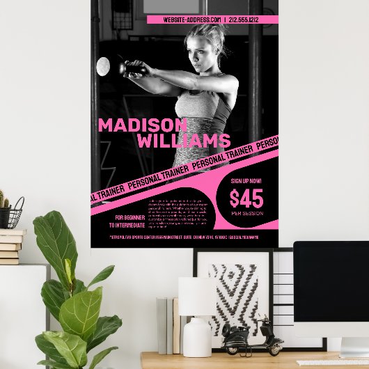 Krachtige Felroze Kleuren Foto van Persoonlijke Tr Poster (Thuiskantoor)