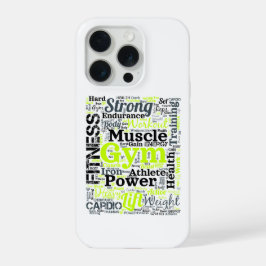 Krachtige fitness woordwolk voor de sportschool iPhone 15 pro case