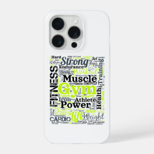 Krachtige fitness woordwolk voor de sportschool iPhone 15 pro case