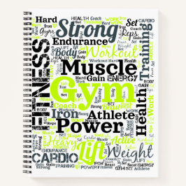 Krachtige fitness woordwolk voor de sportschool notitieboek