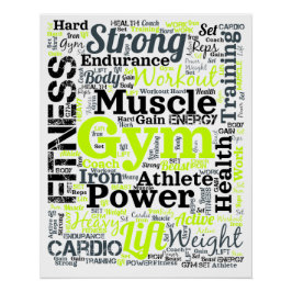Krachtige fitness woordwolk voor de sportschool perfect poster
