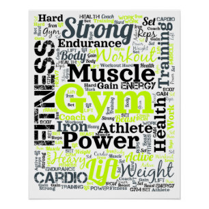 Krachtige fitness woordwolk voor de sportschool perfect poster