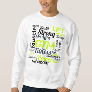 Krachtige fitness woordwolk voor de sportschool trui
