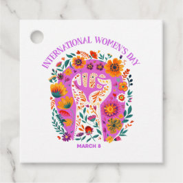 Krachtige Floral Fist Internationale Vrouwendag Bedankjes Labels