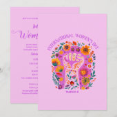 Krachtige Floral Fist Internationale Vrouwendag Kaart (Voorkant / Achterkant)