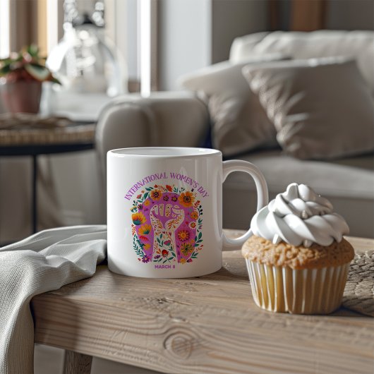 Krachtige Floral Fist Internationale Vrouwendag Koffiemok