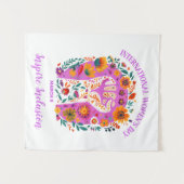 Krachtige Floral Fist Internationale Vrouwendag Wandkleed (Voorkant (horizontaal))