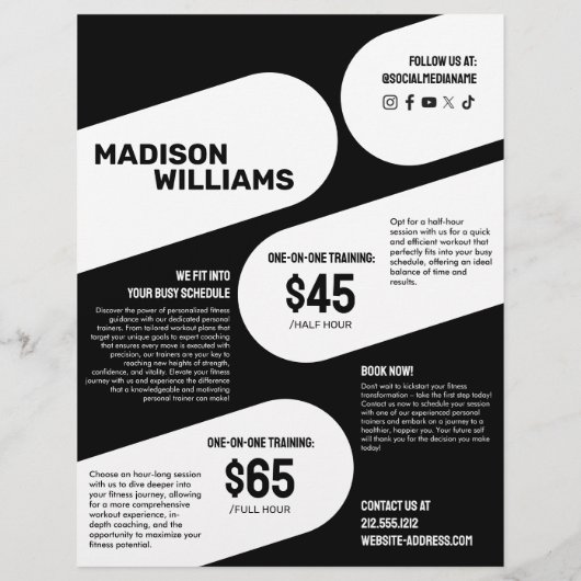 Krachtige foto van personal trainer flyer (Achterkant)