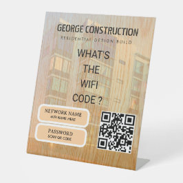 Krachtige Gegoten Houten Textuur Constructie Zakel Reclamebord Met Voetstuk