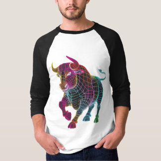 Krachtige gekleurde stier t-shirt