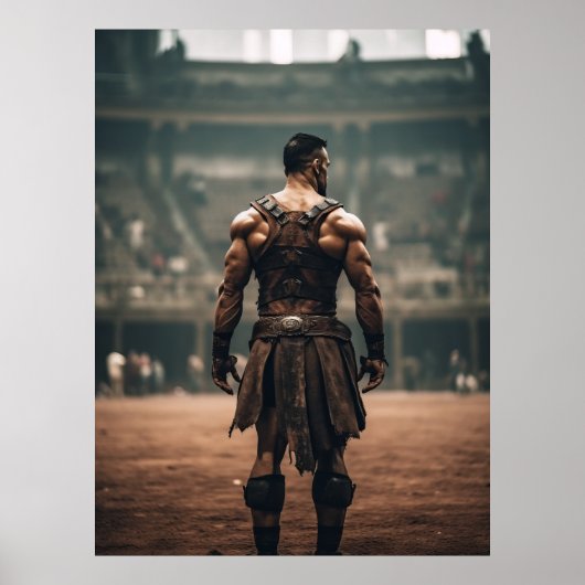 Krachtige Gladiator in de Oude Arena - Inspirin Poster (Voorkant)