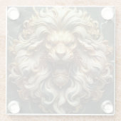 Krachtige gouden leeuw met smaragdgroene accenten glazen onderzetter (Achterkant)