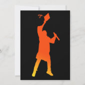 Krachtige Grafische Oranje Zwarte Afstudeerfoto Aankondiging (Achterkant)