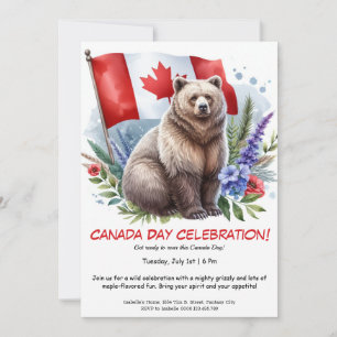 Krachtige Grizzlybeer & Canadees Canada Day Kaart