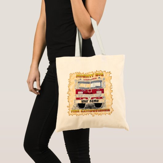 Krachtige grote brandweerwagen brandweermannen boo tote bag (Voorkant (product))