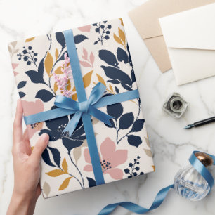 Krachtige Hedendaagse Bloem Silhouetten Cadeaupapier