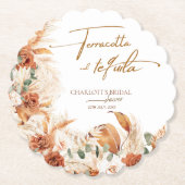 Krachtige heldere terracotta en tequila bruidsdouc kartonnen onderzetters (Voorkant)