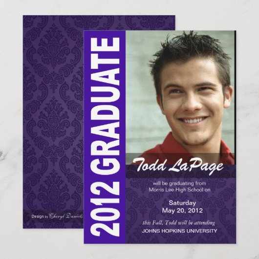 Krachtige, hippe aankondigingsfoto voor afstuderen aankondiging (Voorkant / Achterkant)