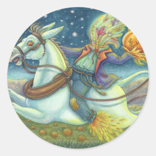 KRACHTIGE HORSEMAN SCARECROW- EN MULE-STICKERS RONDE STICKER