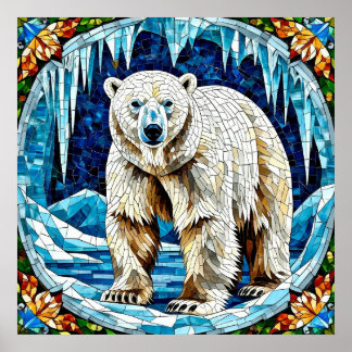 Krachtige Ijsbeer in Bevroren Arctisch Landschap Poster