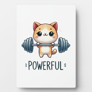 Krachtige kat die gewichten tilt, Mooie gym kat ku Fotoplaat