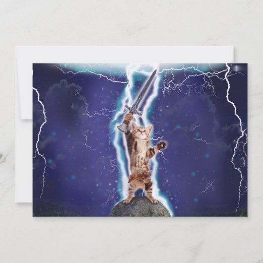 Krachtige kat-uitnodiging kaart (Achterkant)