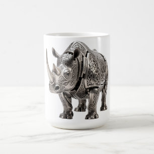 Krachtige Keltische zilveren neushoorn met ingewik Koffiemok