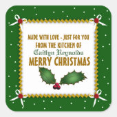 Krachtige kerst met liefde (groen) vierkante sticker (Voorkant)