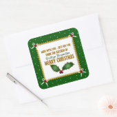 Krachtige kerst met liefde (groen) vierkante sticker (Envelop)