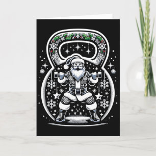 Krachtige Kerstman Kettlebell Kerstmis Kaart