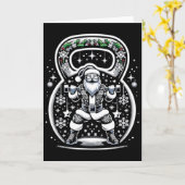 Krachtige Kerstman Kettlebell Kerstmis Kaart (Gele Bloem)