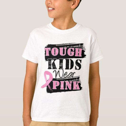 Krachtige Kinderen Draag Roze - Borstkanker T-shirt (Voorkant)