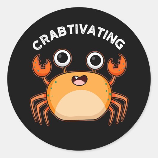 Krachtige krab pun Dark BG Ronde Sticker (Voorkant)