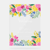 Krachtige landelijke bloemige waterverf bruids- acryl bord (Voorkant)