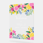 Krachtige landelijke bloemige waterverf bruids- acryl bord (Hoek)