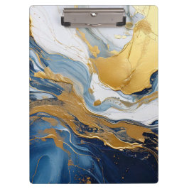 Krachtige lavastroom in goud en blauw klembord