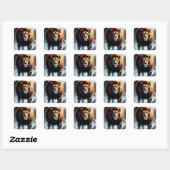 Krachtige leeuw die over water loopt vierkante sticker (Vel)