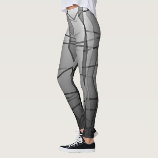 Krachtige Leggings van het Grijze Geometrische Mes (Links)