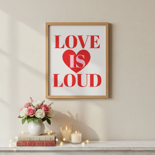 Krachtige Liefde Is Luid Hart Typografie Valentijn Poster