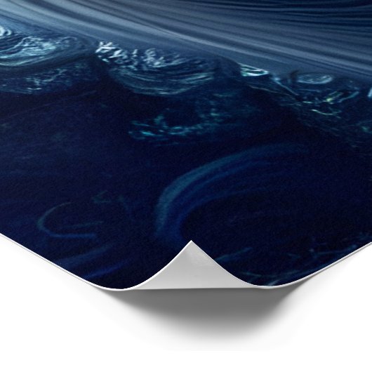 Krachtige maar delicate blauwe en witte fractal sw poster (Hoek)