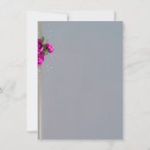 Krachtige Magenta Bloemige Bruiloft Kaart (Achterkant)