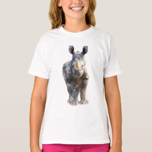 Krachtige Majestueuze Neushoorn Illustratie Kinder T-shirt