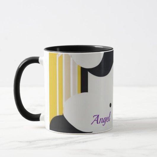 Krachtige mid-century modern abstracte geometrisch mok (Links)