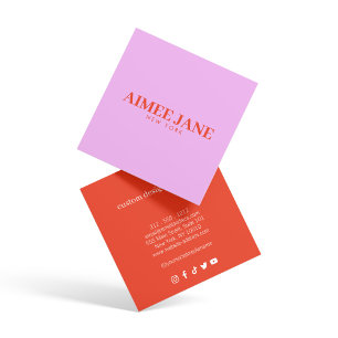 Krachtige Minimalistische Luxe Boutique Roze/Oranj Vierkante Visitekaartje