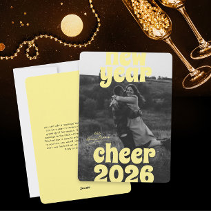 Krachtige moderne gele foto met nieuwjaarswens 202 feestdagenkaart