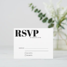 Krachtige moderne minimalistische zwarte witte QR- RSVP Kaartje